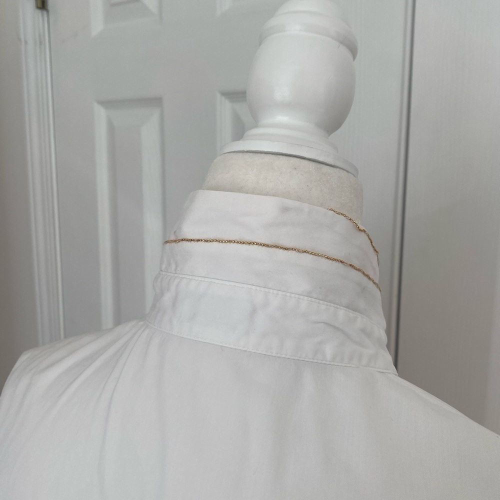 Brunello Cucinelli- white Button Down With High Collar and Gold Trim - Picture 9 of 11